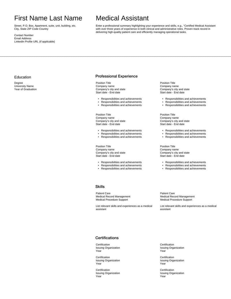 Large thumbnail of Medical Assistant Resume Template