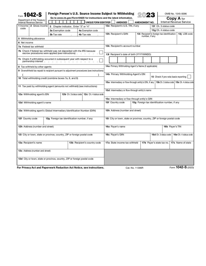 Large thumbnail of Form 1042-S - Jan 2023