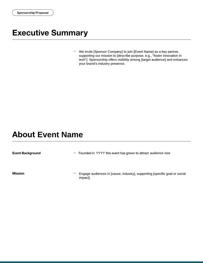 Sponsorship Proposal Template for requesting event or project sponsorship