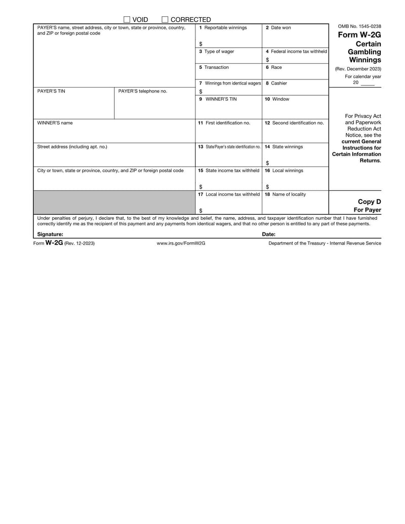 Large thumbnail of Form W-2G - 2023