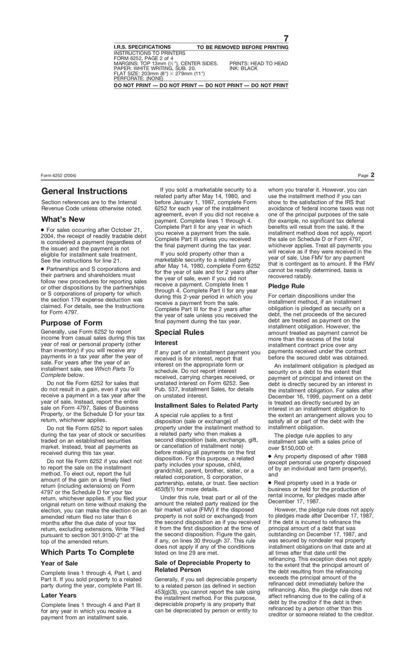 Large thumbnail of Form 6252 - Jun 2006