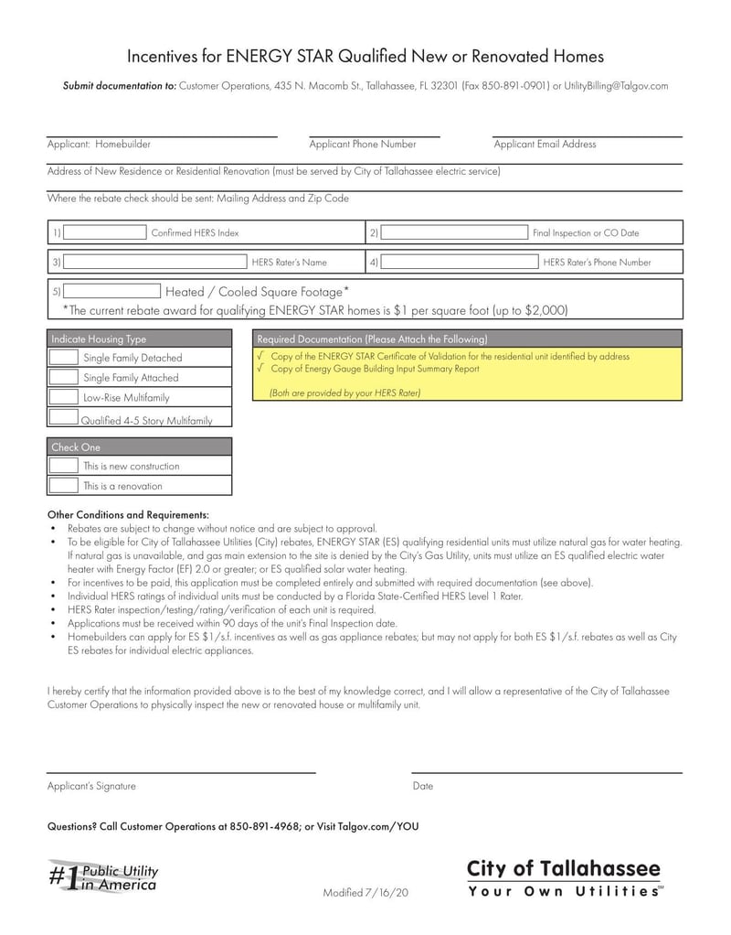 Large thumbnail of Tallahassee Incentives for Energy Star Qualified New or Renovated Homes