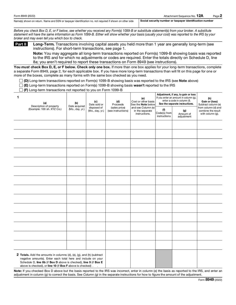 Large thumbnail of Form 8949 - Jan 2022