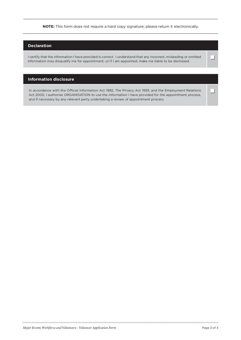 Large thumbnail of Major Events Workforce and Volunteers - Volunteer Application Form - May 2013