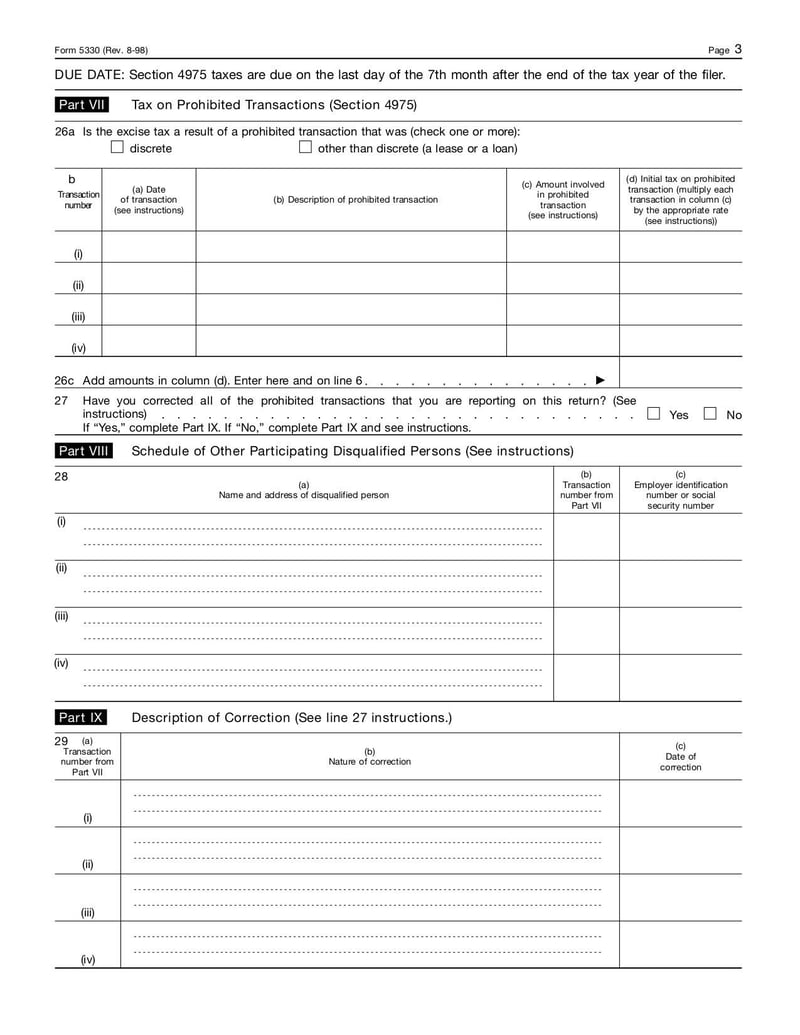 Large thumbnail of Form 5330 - Aug 1998