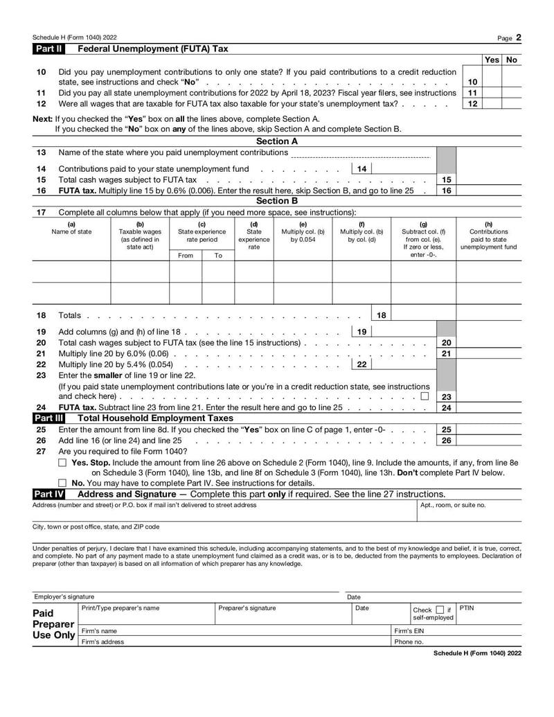 Large thumbnail of Schedule H (Form 1040) - Nov 2022