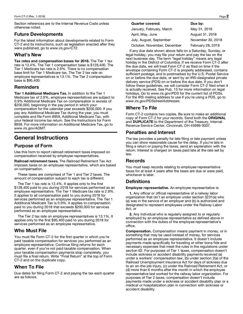 Large thumbnail of Form CT-2 - Jan 2018