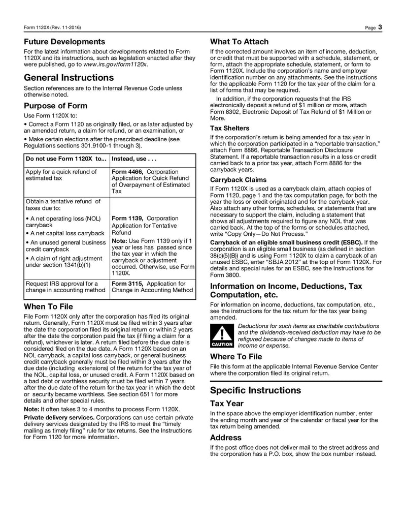 Large thumbnail of Form 1120X - Nov 2016