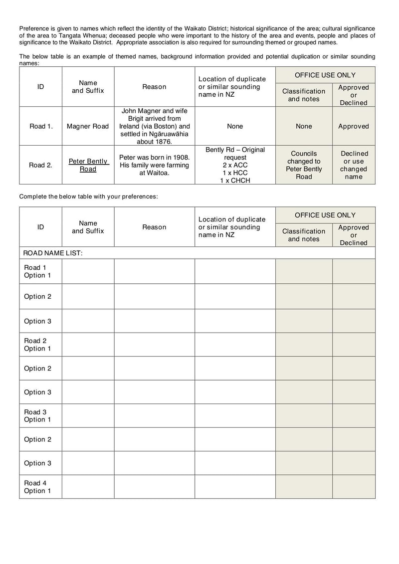 Large thumbnail of Road Name Application - Sep 2022