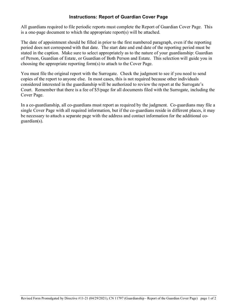 Large thumbnail of Report of the Guardian Cover Page (Form CN 11797) - Apr 2021