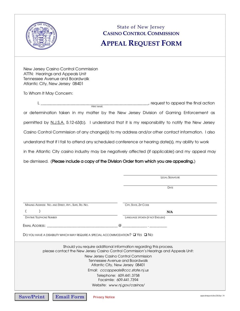 Large thumbnail of Notice of Right to Appeal Form - Apr 2014