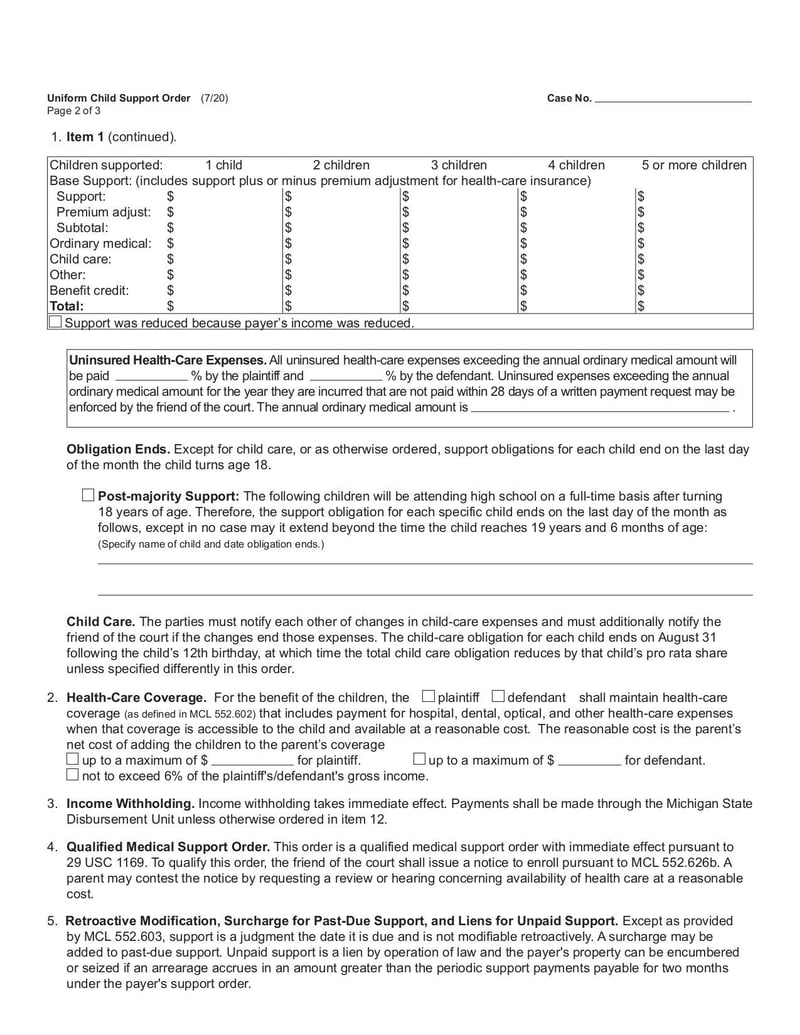 Large thumbnail of FOC 10 Uniform Child Support Order - Dec 2020