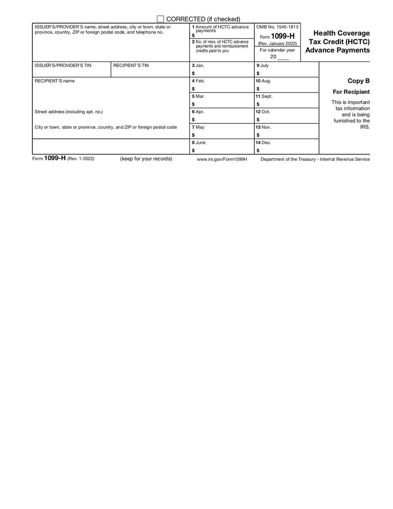 Large thumbnail of Form 1099-H - Jan 2022