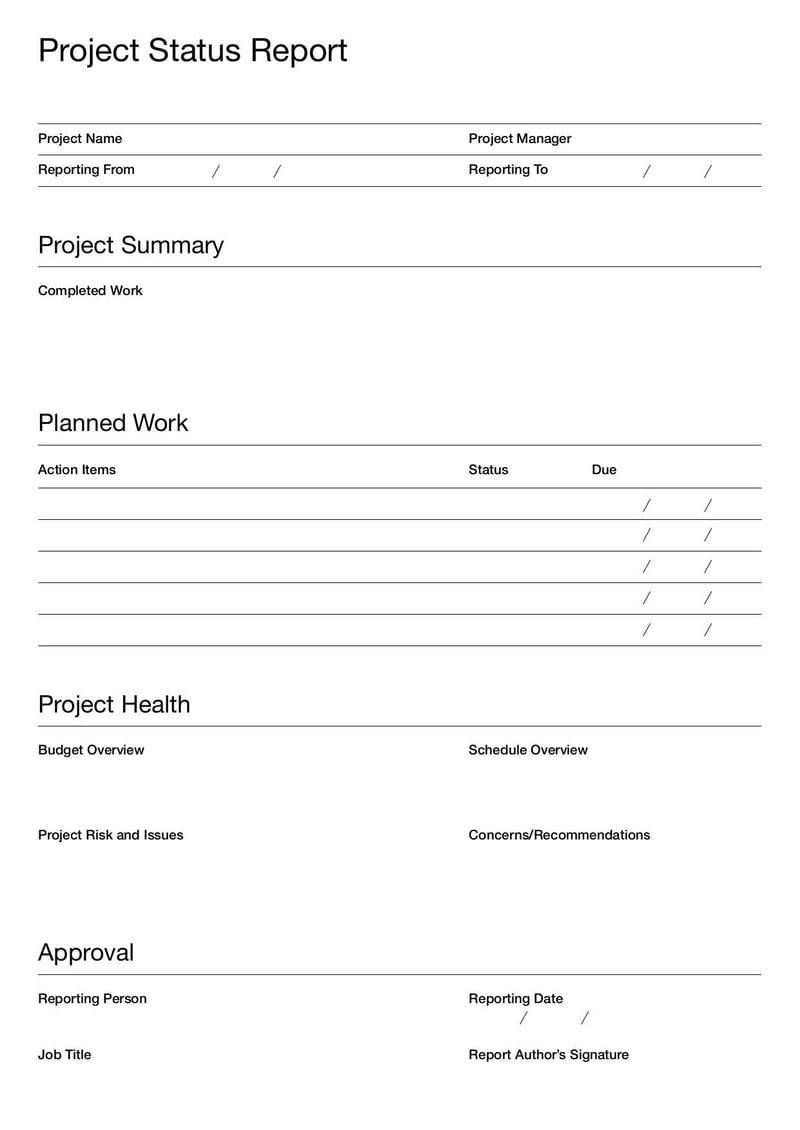 Project Status Report Template for tracking project progress, milestones, and risks