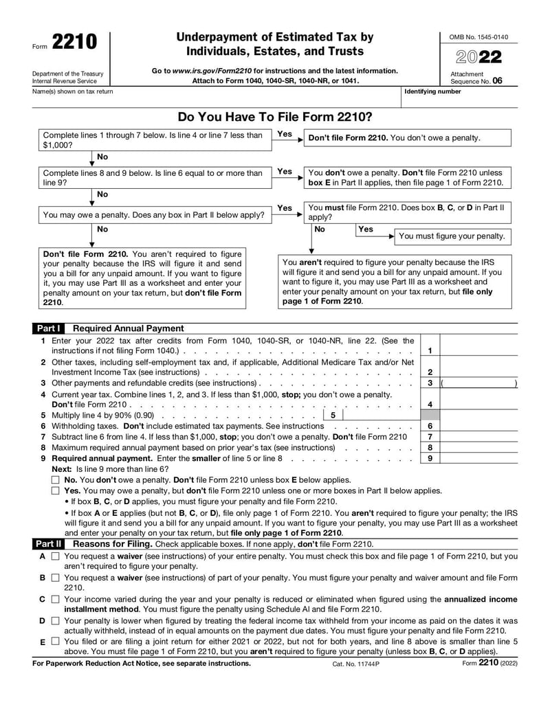 Large thumbnail of Form 2210 - Jan 2022