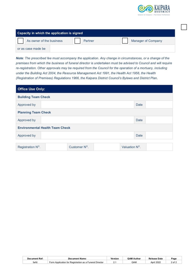 Large thumbnail of Application for Registration as a Funeral Director - Apr 2022