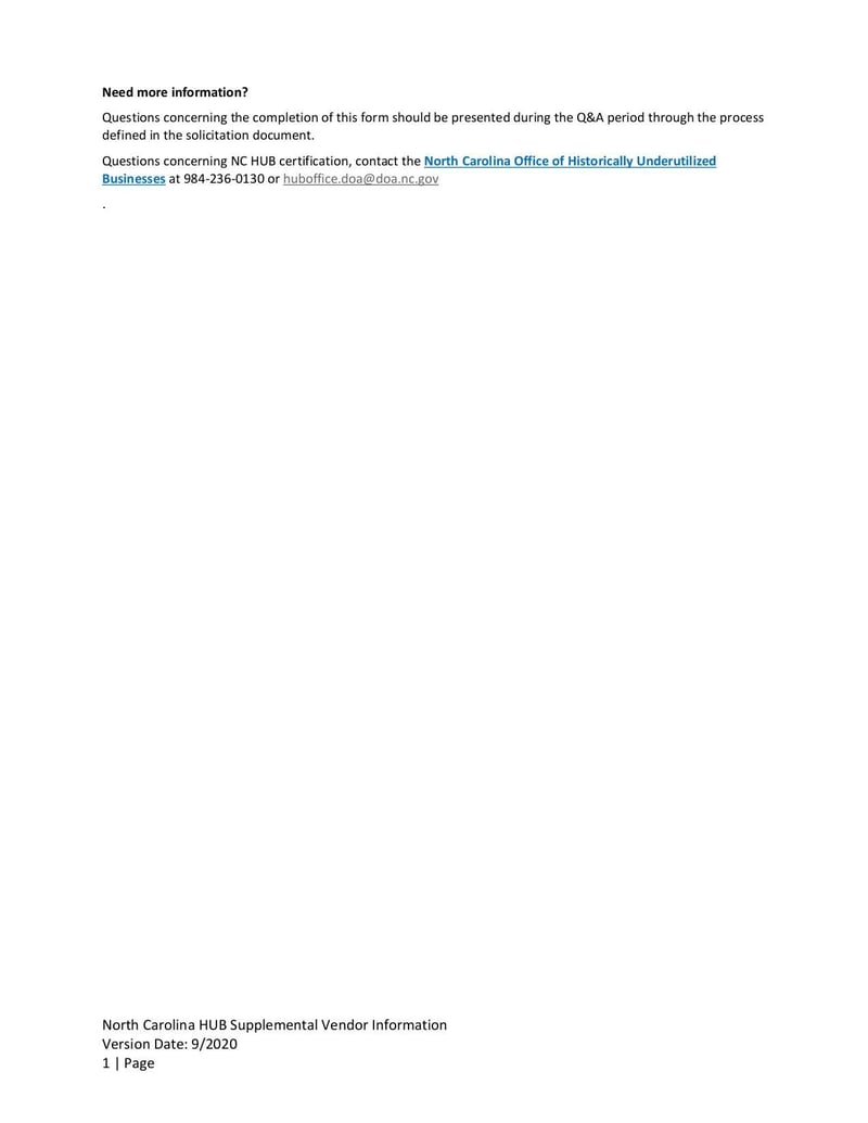 Large thumbnail of Form HUB Supplemental Vendor Information - Sep 2020