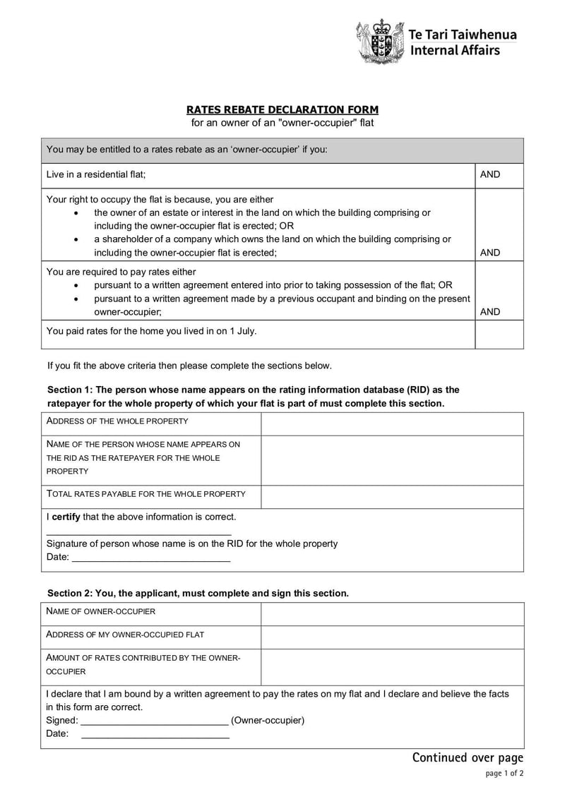 Large thumbnail of Rates Rebates Declaration Owner Occupier Flat - Apr 2022