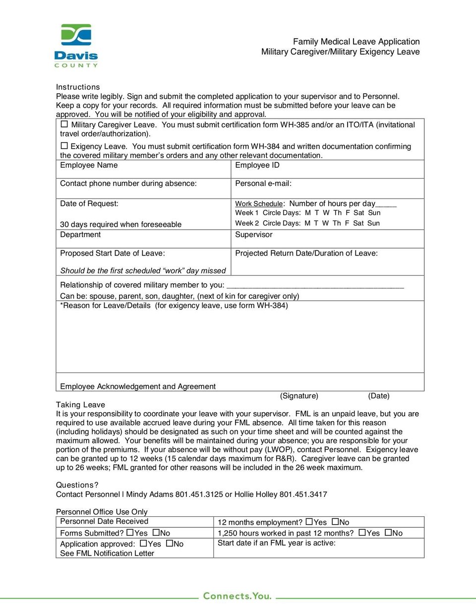 Family Medical Leave Application Military Caregiver Form Fill and