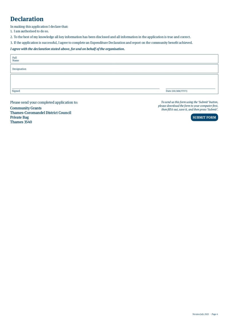 Large thumbnail of Community Grants Application Form - Jul 2021