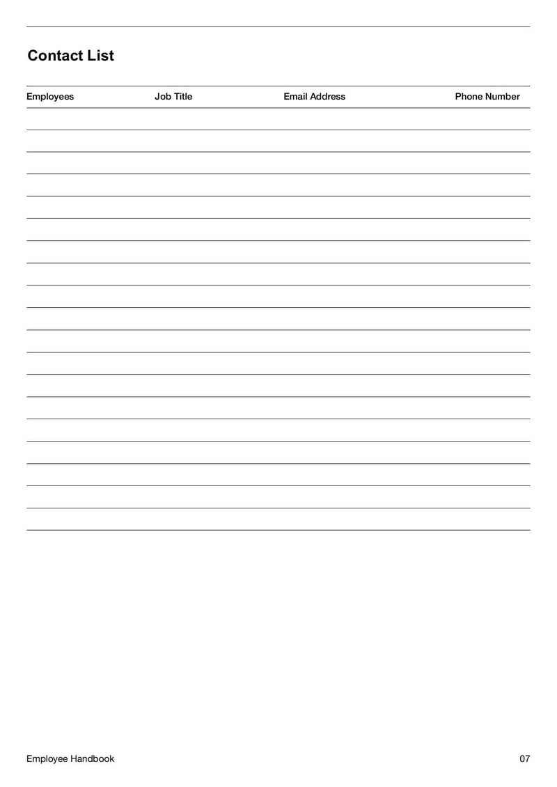 Employee Handbook detailing workplace policies, employee rights, company expectations, and benefits