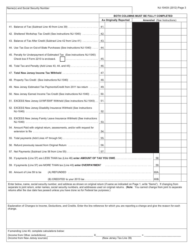 Large thumbnail of Form NJ-1040-X - Dec 2013