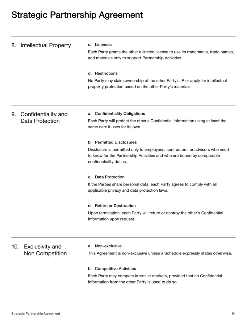 Strategic Partnership Agreement defining collaboration terms, responsibilities and joint initiative requirements