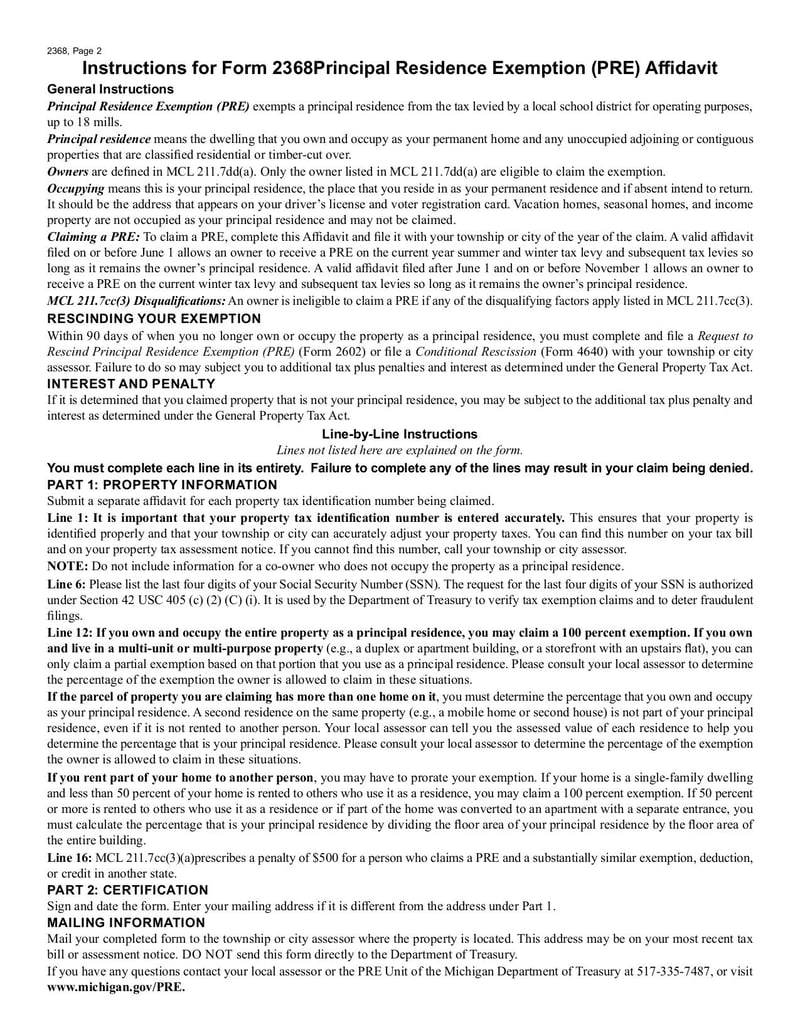 Large thumbnail of Form 2368 PRE Affidavit - Mar 2019