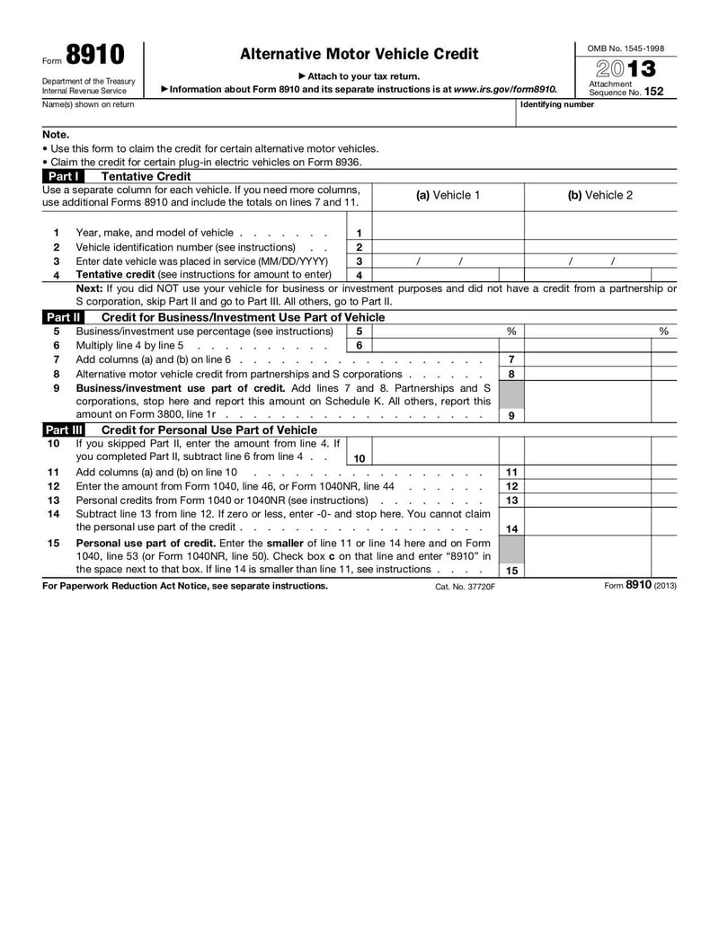 Large thumbnail of Form 8910 - Jan 2013