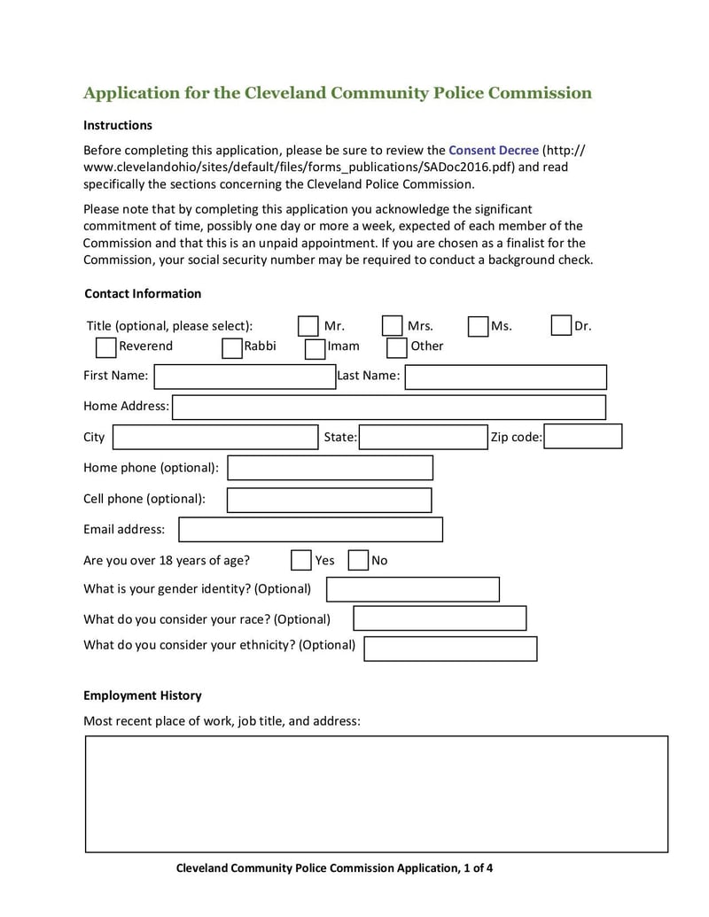 Large thumbnail of Cleveland CPC Application Form and Instructions - Aug 2019