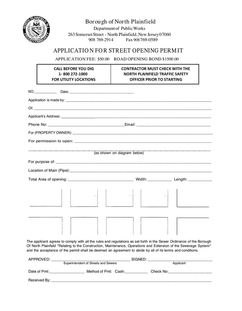 Thumbnail of Application for Street Opening Permit - Apr 2022 - page 0