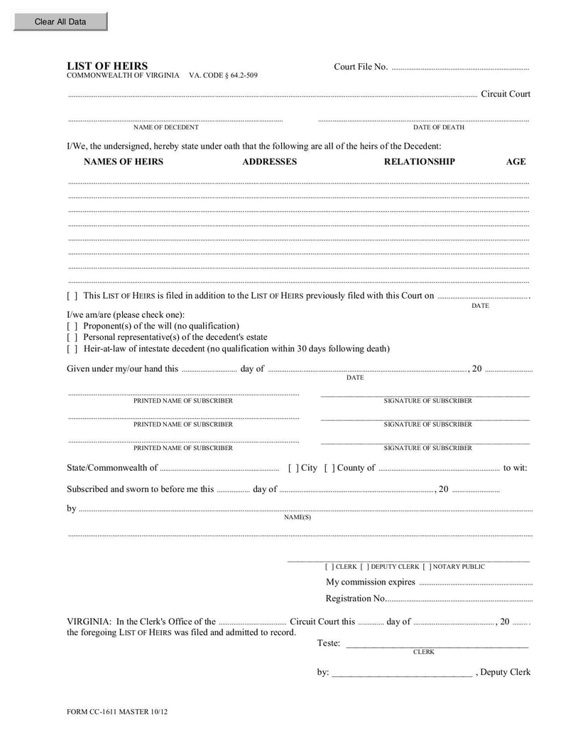 Large thumbnail of Form CC-1611 - Oct 2012