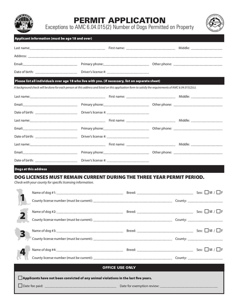 Large thumbnail of Dog Permit Form - Sep 2020