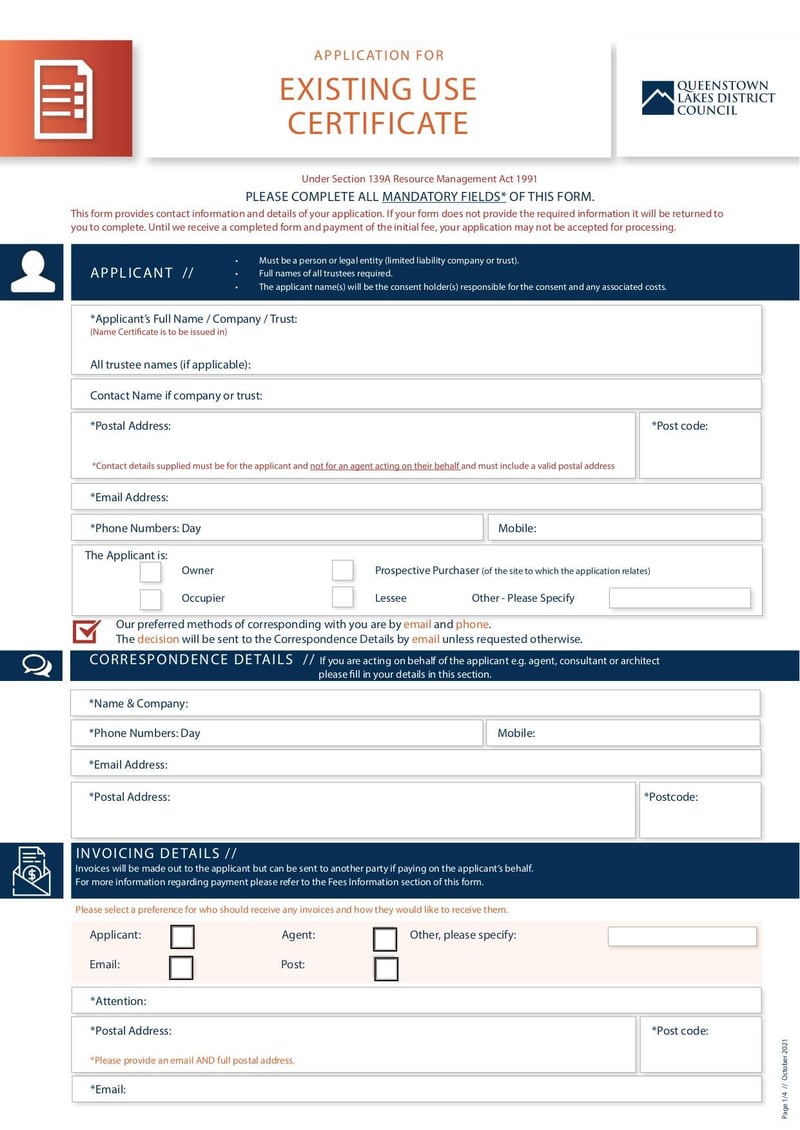 Large thumbnail of Form Existing Use Certificate - Oct 2021