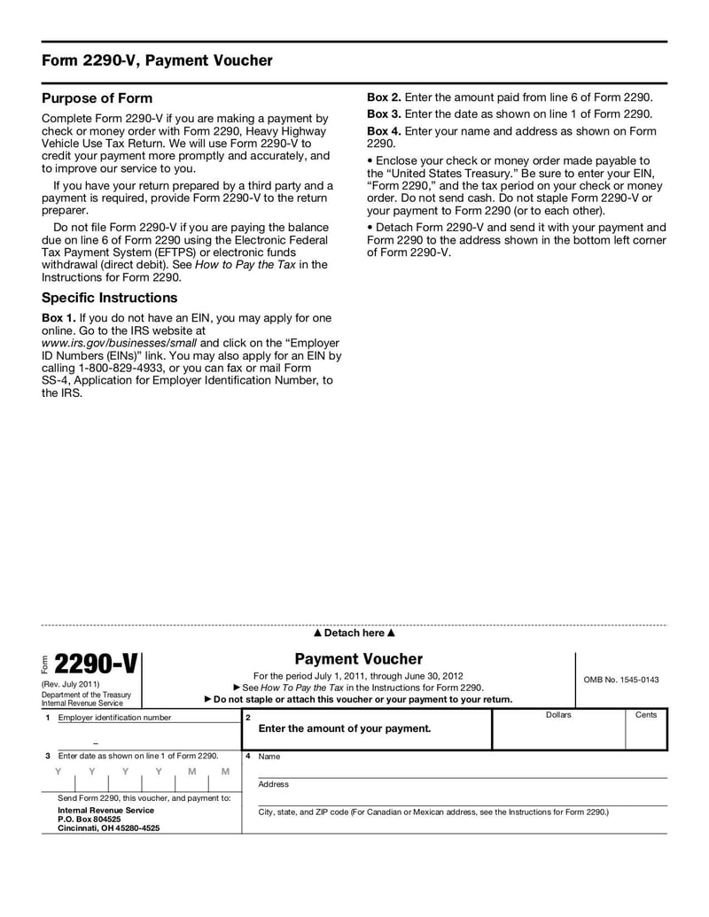 Large thumbnail of Form 2290 - Jul 2011