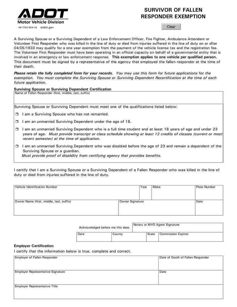 Large thumbnail of Survivor of Fallen Responder Exemption - Apr 2016