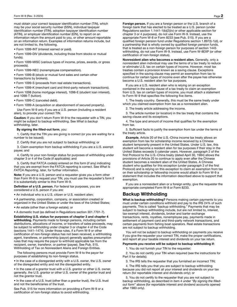 Large thumbnail of Form W-9 - 2024