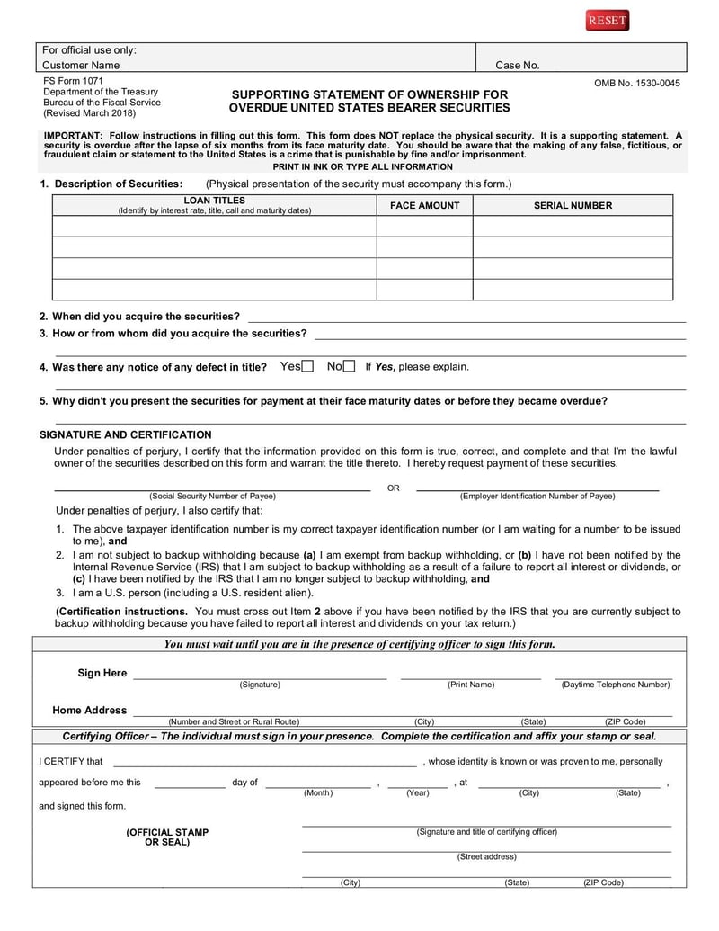 Large thumbnail of FS Form 1071 - Nov 2022