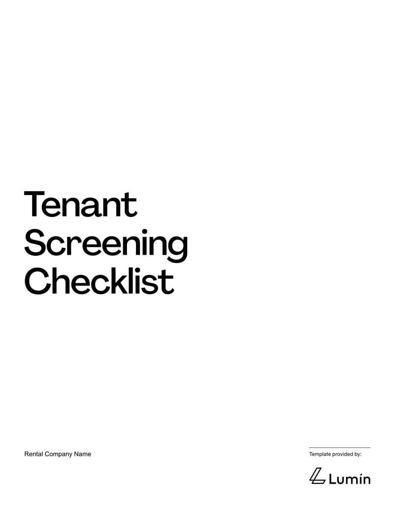 Tenant Screening Checklist for evaluating prospective renters