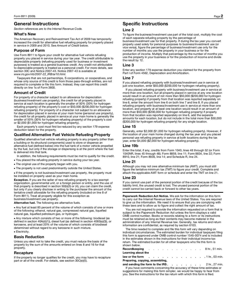 Large thumbnail of Form 8911 - Jan 2010