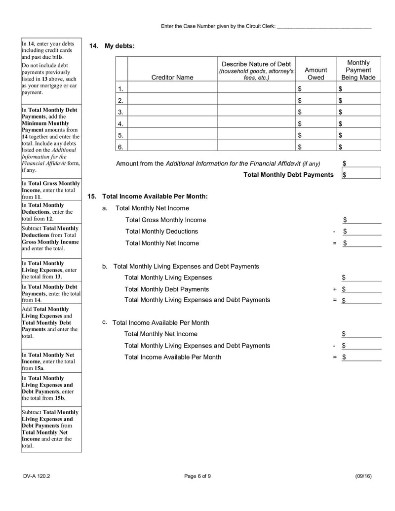 Large thumbnail of Financial Affidavit (Family & Divorce Cases) - Jun 2020