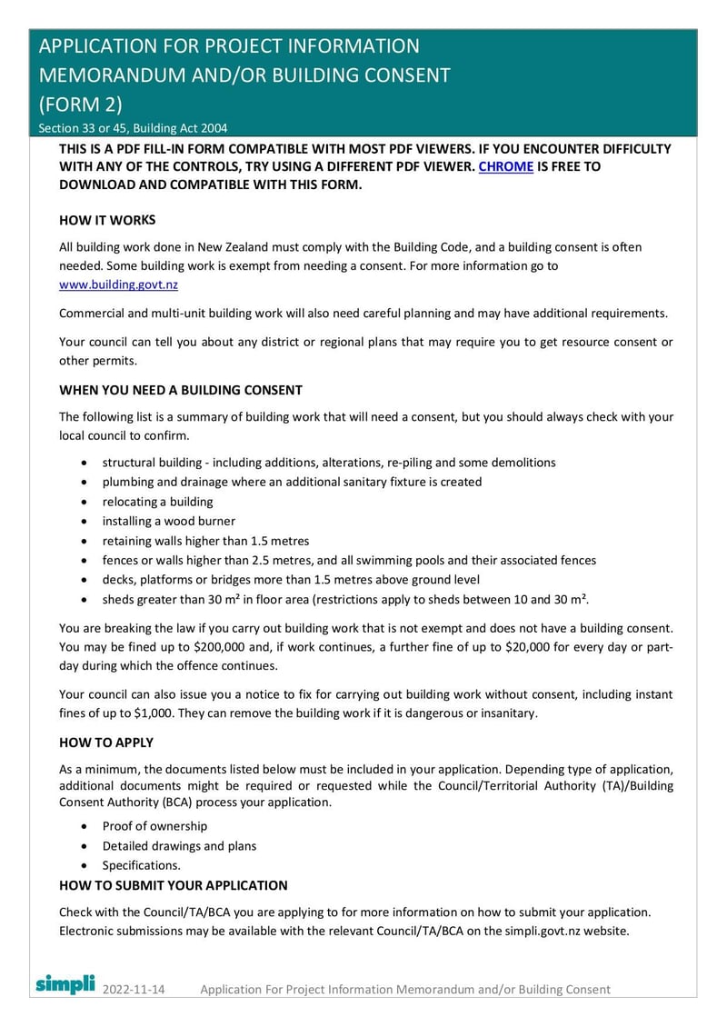 Large thumbnail of Building Consent Application Form 2 - Nov 2022