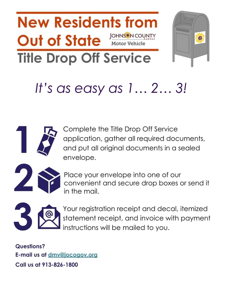 Johnson MV Title Drop Off Service Application for New Residents from ...