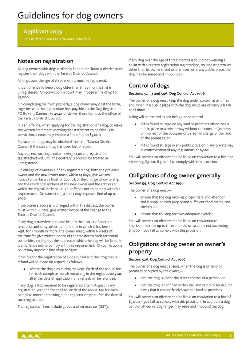 Large thumbnail of Application to Register New Dogs - Jun 2022