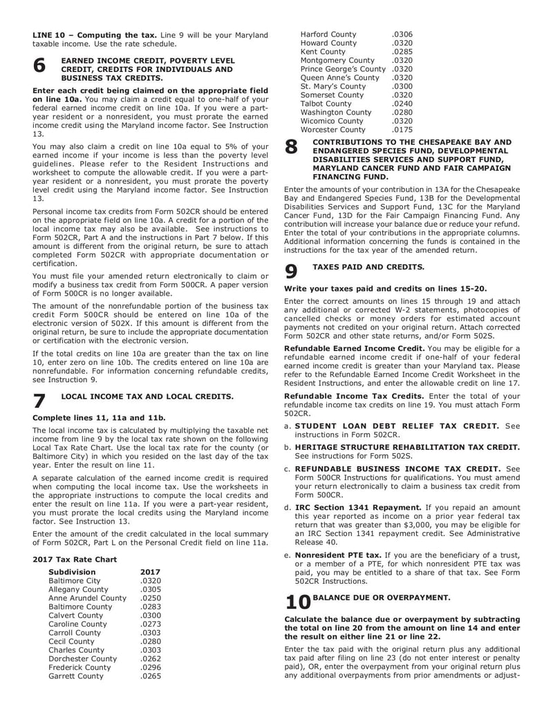 Large thumbnail of Maryland Form 502X - Dec 2017