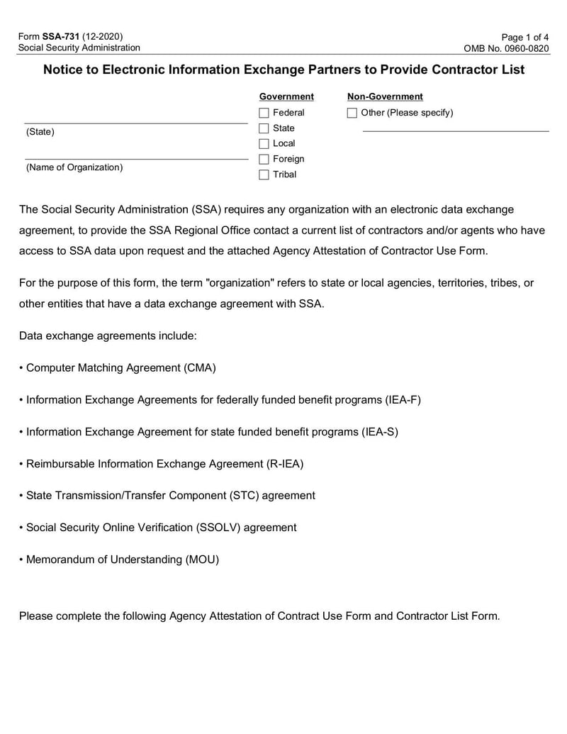 Large thumbnail of Statement of Marital Relationship | Form SSA-731 - Dec 2020