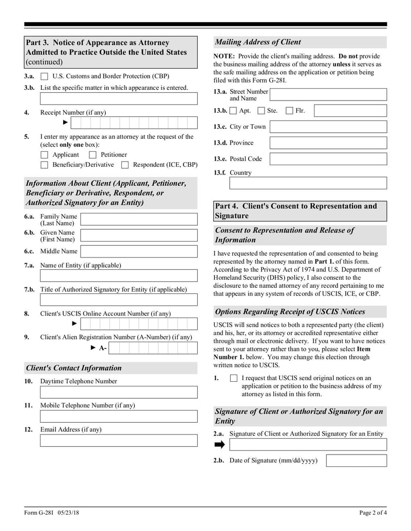 Large thumbnail of Notice of Entry of Appearance as Attorney In Matters Outside the Geographical Confines of the United States - May 2018