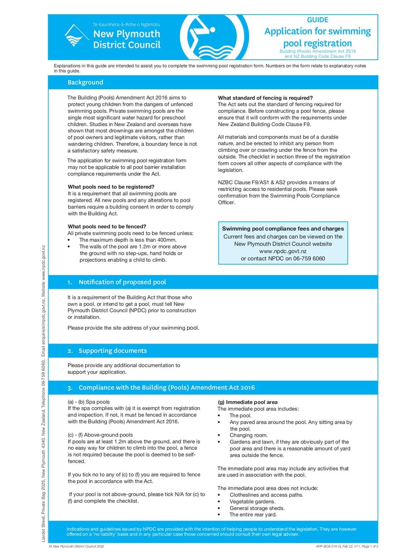 Large thumbnail of Form V11 Application for Swimming Pool Registration - Feb 2022