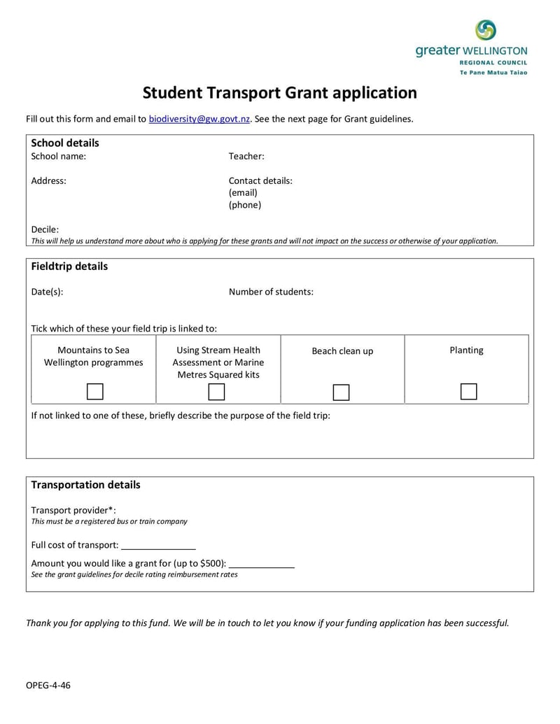 Thumbnail of Student Transport Grant Application - Feb 2020 - page 0