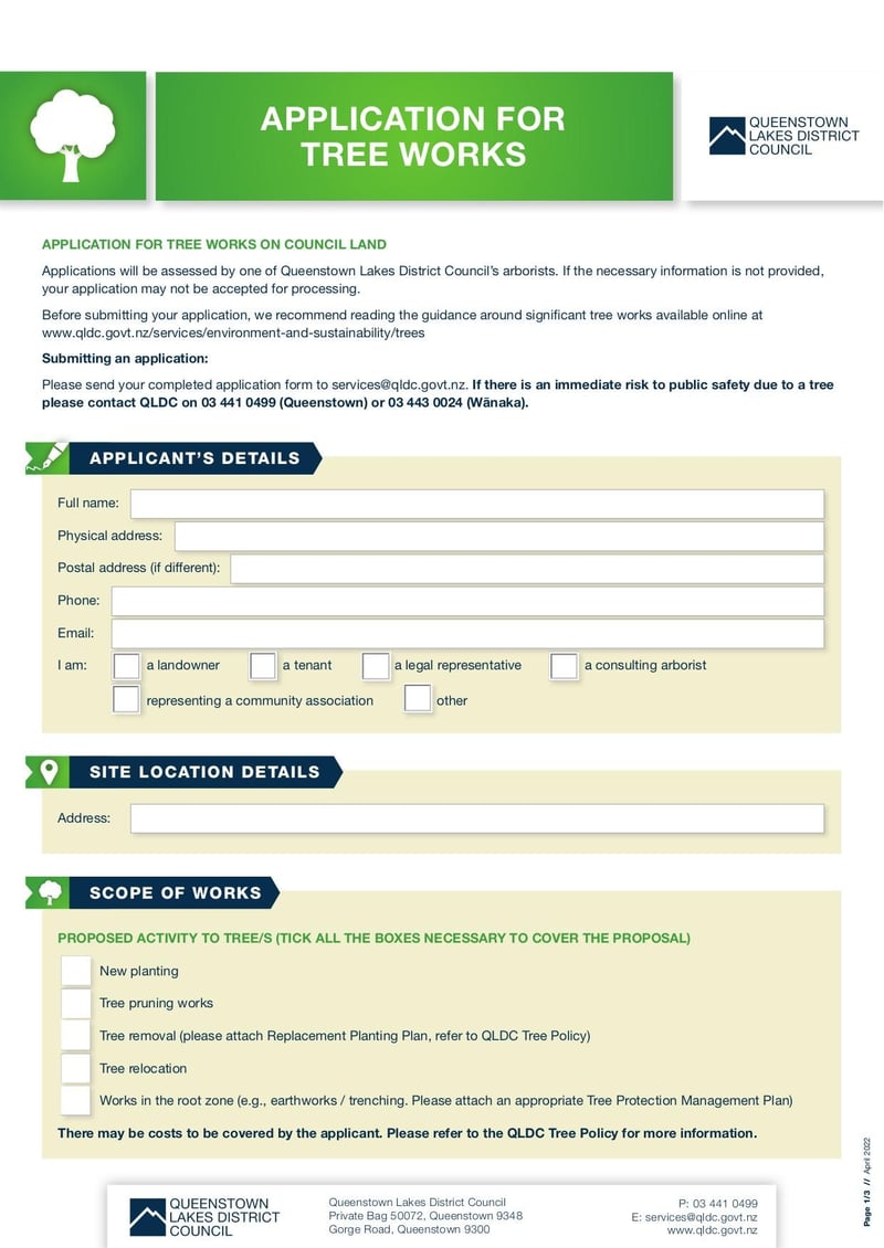 Large thumbnail of QLDC Application for Tree Works - Apr 2022